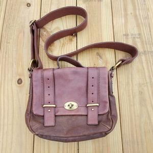 Fossil Brown Leather Crossbody Key Purse